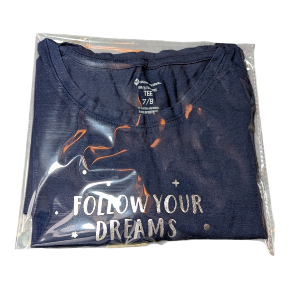 Members Mark Size 7-8 Long Sleeve Tee Navy Blue Follow Your Dreams Constellation - Picture 7 of 7